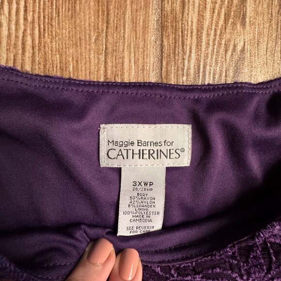 Maggie Barnes Catherines Shirt Top Women 3XWP Purple Lace Burnout Sheer Textured - Picture 4 of 6